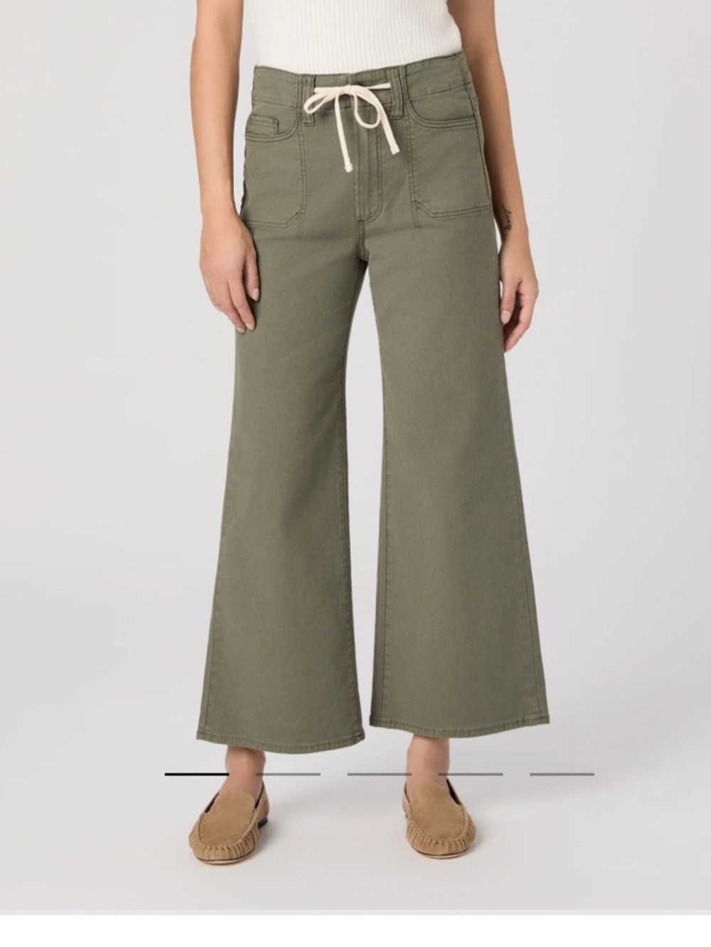 PAIGE Olive Green Utility Pants with Drawstring Waist